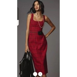 Anthropologie Pilcro Bombshell Tweed Slim Midi Dress Size‎ 10